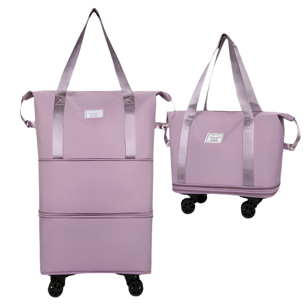 Pink suitcase with wheels, duffle, foldable, luggage
