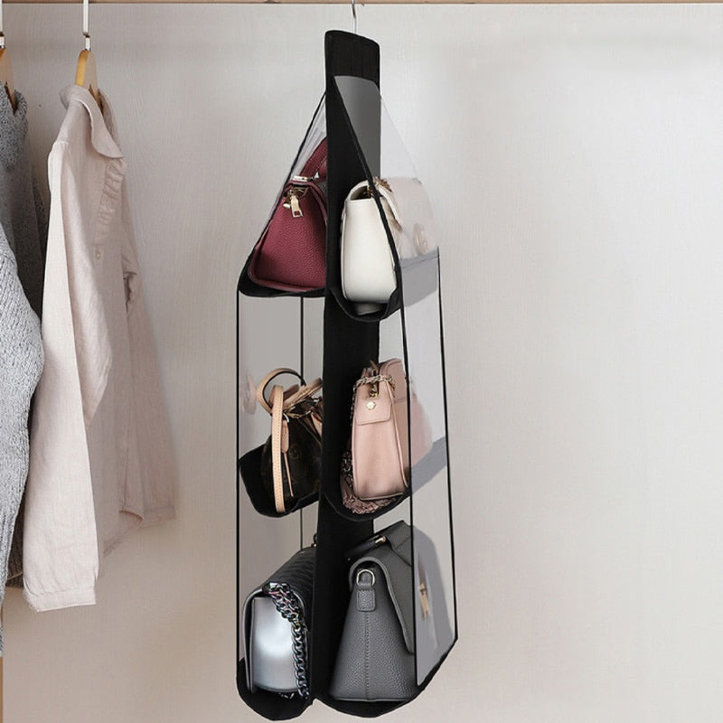 6-Pocket Foldable Hanging Organizer for Handbags