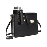 Outdoor Portable Crossbody Water Cup Storage Bag for Tumbler with Adjustable Strap Leather Carrier Pocket