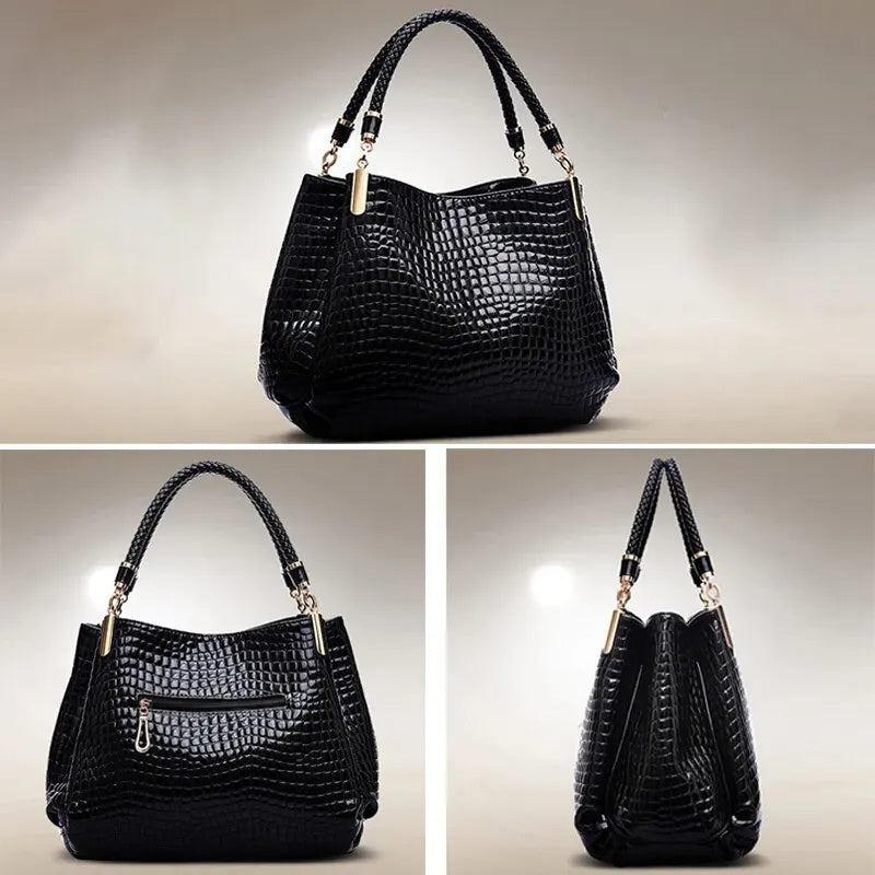 Daily Commute - Crocodile Print Shoulder Handbag