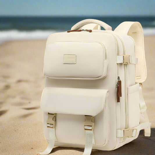 Beige backpack beach